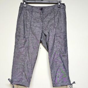 Eileen Fisher Blue Chambray Cargo Crop Pants Size Med